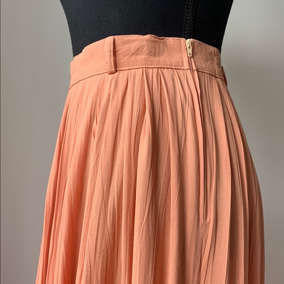 Vintage Steilmann Peach Pink Pleated Midi Skirt with Belt Loops - Size 10 - Picture 2 of 5